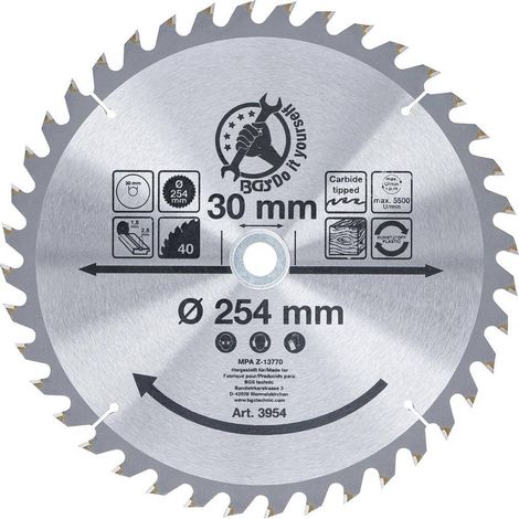 Lame de Scie Circulaire Métal Dur 254 x 30 x 3,2 mm - 40 Dents - Précision et Durabilité, Pro - D-Work