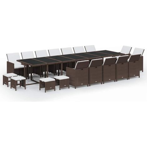 Maison Exclusive - Set da Pranzo per Giardino 19 pz con Cuscini Polyrattan Marrone (1/5)