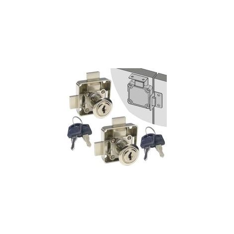 Lot de 2 verrous de sécurité pour porte d'armoire, tiroir de placard [à clés identiques] Double loquet de porte [monté sur la porte du côté droit]. Pour panneaux de porte (3/5"-/15 mm - 7/8"-/2 (1/5)