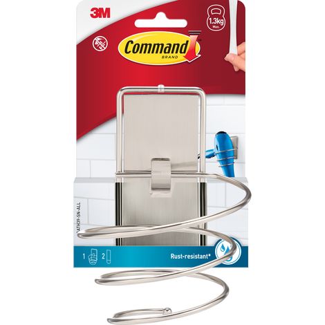 Porte sèche-cheveux finition nickel satiné Command™ (1/5)