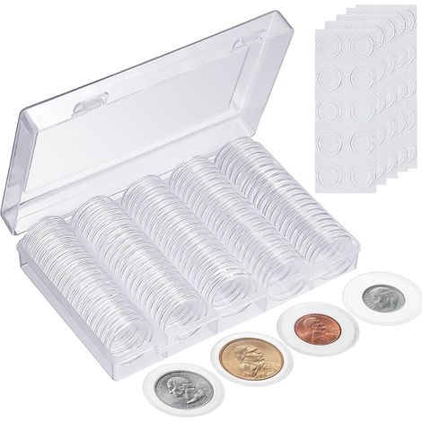 étuis pour pièces de monnaie en argent , capsules rondes en plastique, boîte de rangement pour accessoires de collection.