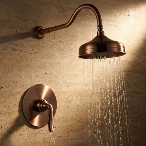 PaulGurkes Ensemble de Douche Encastré Cuivre Antique Système de Douche Rétro