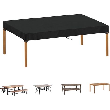 Abdeckhaube Gartentisch 200x90x15cm, wetterfest, 420D Oxford, schwarz (1/5)