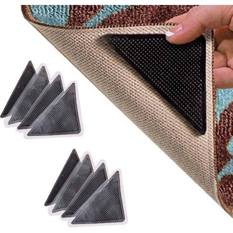 Lot de 8 triangles tapis antidérapants réutilisables - Autocollants pour tapis de canapé - Autocollants antidérapants - Forte adhérence (1/5)