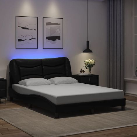 Cadre de lit avec LED sans matelas-Structure de lit noir 140x190 cm 479106 (1/5)