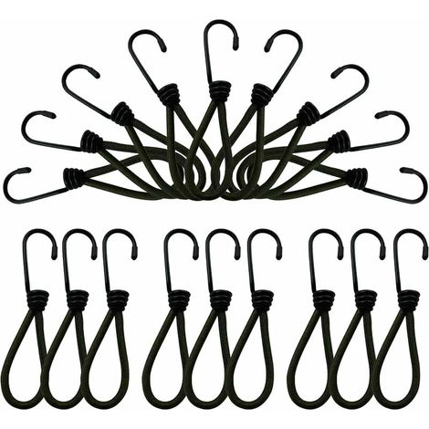 Planenhaken, elastische Spanner mit Haken, 25 Stück Planenhaken, schwarze Gummispanner, Poolplanenspanner, elastische Haken