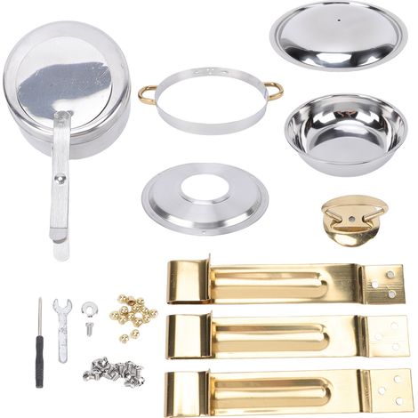 Buffet réchaud 4,5 L rond doré en acier inoxydable, chauffe-serveur pour Restaurant, hôtel, fête, mariage (1/5)