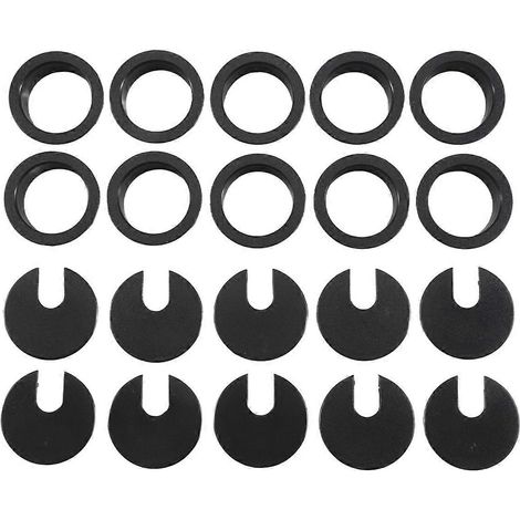 Schwarze 10-in-1-Kabelanschlussdose mit Gewinde für Computertische, 35 mm Befestigungslochdurchmesser, schwarz (1/5)
