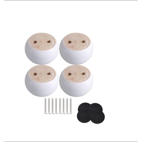 Set of 4 round furniture legs in white eucalyptus wood (1/4)