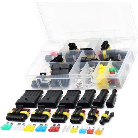 Connecteur électrique étanche auto 6 broches, kit boîtier fusible, fiche terminale filaire IP67, lot de pièces pour voiture (1/4)