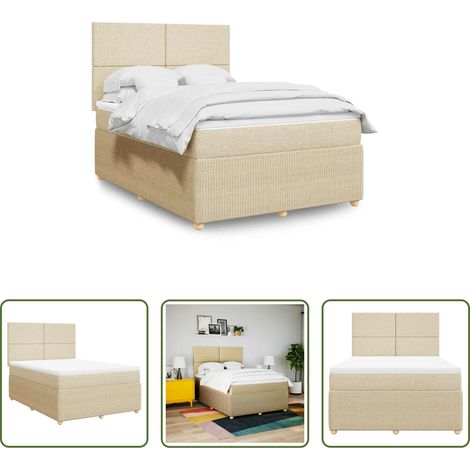 Matelas à ressorts ensachés - Sommier à lattes de lit avec matelas Crème 140x190 cm Tissu (1/5)