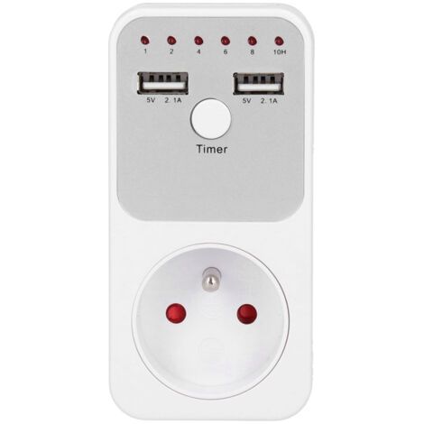 DEESSE SHOP-Prise Minuteur, 180260V 16A 3680W Prise de Sécurité, Prise de Minuterie de Compte à Rebours USB Pratique, Prise de Minuterie pour Hôtel à Domicile(Prise Française) (1/5)