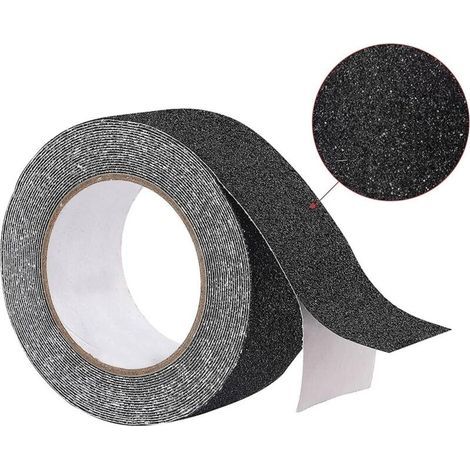 Bande Antiderapante Escalier 5 m x 2,5 cm, Ruban Adhésif Antidérapant Noir, Bande Adhesive Antiderapante pour Extérieur et Intérieur, Scotch Antiderapant Ruban Antidérapant Imperméable (1/5)