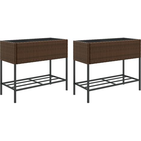 Maison Exclusive - Fioriere Giardino con Ripiani 2pz Marroni 90x40x75cm Polyrattan