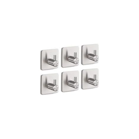 Handtuchhaken, kein Bohren erforderlich, Set mit 6 Klebehaken, Edelstahl, ideal für Badezimmer, Toilette, Küche und Büro, silberfarben. (1/5)