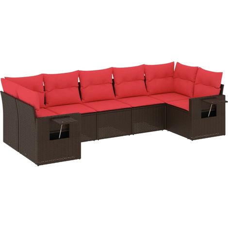 7-teiliges Gartensofa-Set mit Kissen, braun, Polyrattan vidaXL (1/5)