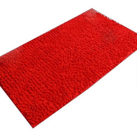 Tapis de bain en chenille douce, moelleuse et confortable, super absorbante et épaisse, antidérapante-Red (1/5)
