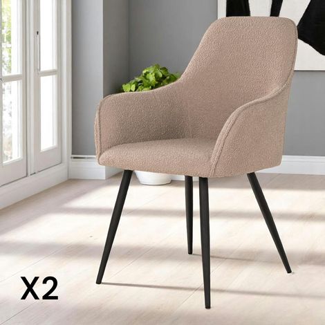 Fauteuil de table en bouclette beige (lot de 2) SAVONE (1/5)