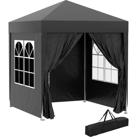 Black 2 x 2 m Pop-Up Gazebo with Curtain Walls for Garden (1/5)