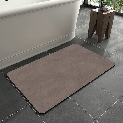 Alfombrilla de baño absorbente de diatomita, minimalista, de color liso, antideslizante, de secado rápido, suave, ideal para la entrada, la bañera, la puerta principal, la mesita de noche, el sofá y e (1/5)