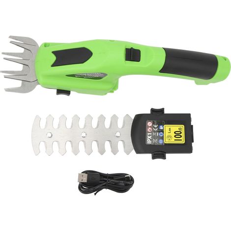Taille-haie électrique sans fil, cisaille à arbustes, outil de taille de gazon portatif, batterie 7,2 V 2,0 Ah, chargement USB