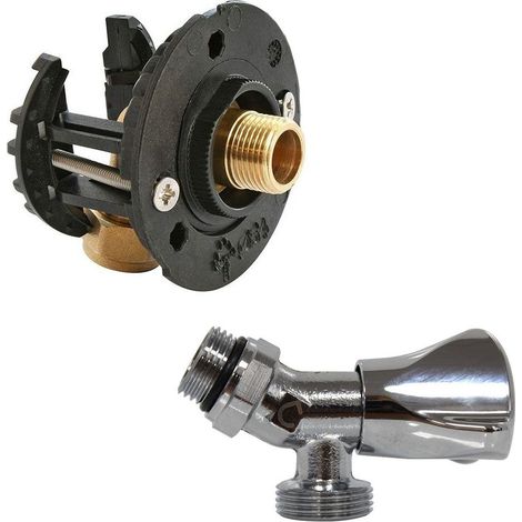 Pack sortie de cloison FIXOPLAC machine à laver - raccord coudé PER à compression Ø12 - F 1/2" (15/21) + robinet - Somatherm (1/5)