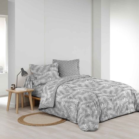 Housse de Couette avec motifs "botania" - Gris - Coton - 140 x 200 cm - Livraison gratuite (1/3)
