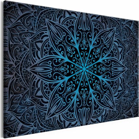 Tableau fleurs orientales bleu étroit - 120 x 80 cm (1/4)