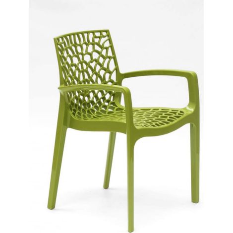 22 Sillas de comedor polipropileno para cocina y bar Grand Soleil Gruvyer Arm - Verde Anís