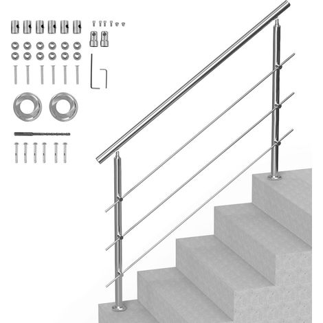 Rambardes de 149,9 cm pour escalier extérieur à 3 traverses, pour porche ou terrasse. (1/5)