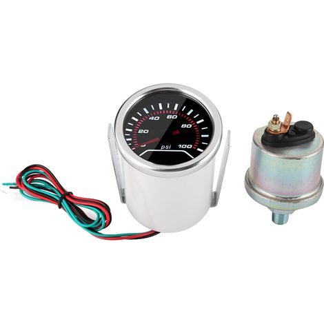 Jauge de pression d'huile universelle 52mm 0-100PSI, testeur numérique 12V avec éclairage blanc pour voiture (1/4)