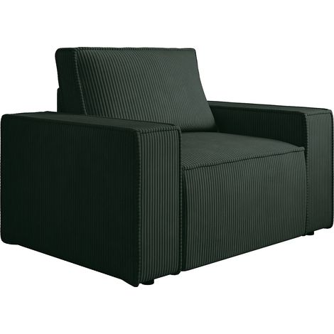 Fauteuil en velours côtelé vert sapin AMELIA (1/5)