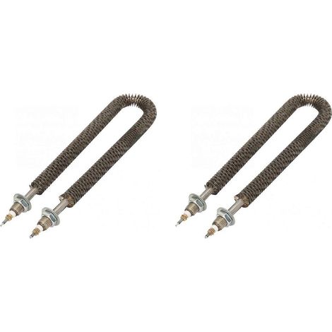 Deux tubes chauffants électriques à ailettes en forme de U de 35 cm, éléments chauffants à ailettes en acier inoxydable, adaptés aux chauffe-eau, fours, etc., 1 kilowatt. (1/5)