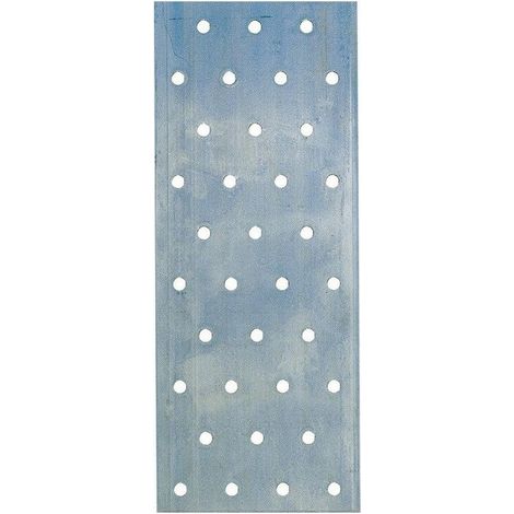 Platine galvanisée multi trous 240 x 60 mm – Résistante aux intempéries – Pour fixation charpente bois et métal – Usage intérieur et extérieur –