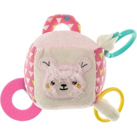 Gioco per cani primi morsi cubo alpaca rosa 8 cm