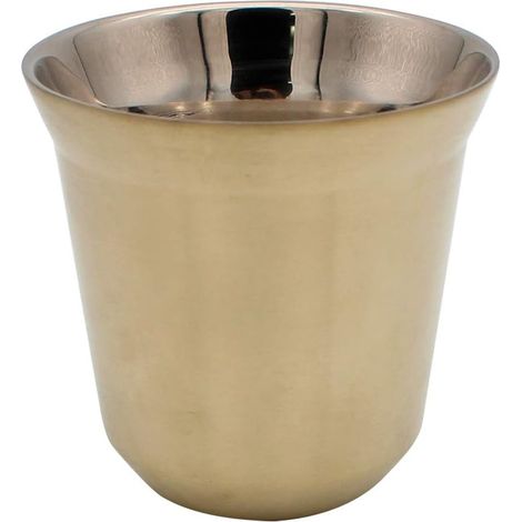 Tasse à café en acier inoxydable, à double paroi, isotherme, capsule, mug à café, or clair (1/4)