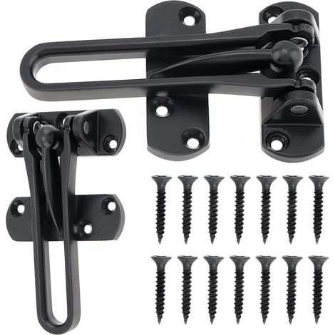 Loquet de sécurité pour porte d'entrée, levier rotatif, serrure de porte d'entrée secondaire pour maison, appartement (noir) (1/5)