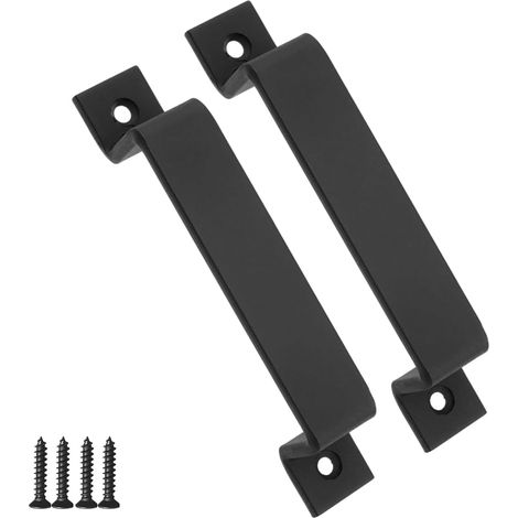 2 Pièces Poignée de Porte en Fonte Vintage Robuste, Poignée de Porte Coulissante, Poignée en Acier Noir, Poignée Porte de Garage, Pour Portails, Portes Coulissantes, Garages, Armoires (1/5)
