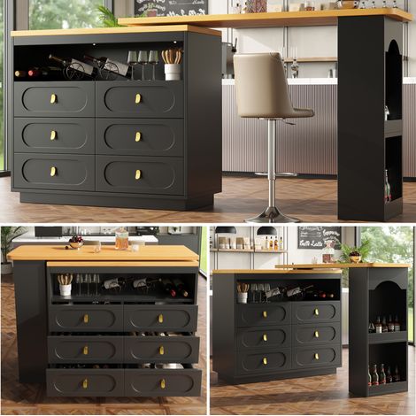 Buffet  Meuble de Rangement  Bahut MDF Noir (1/5)