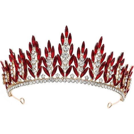 Hochzeitstiara, Braut-Haarschmuck, elegante Haarspange, modisches Kronen-Haarband, Haarband für Abschlussball, Geburtstag, Hochzeit, Mädchen-Style A Gold Red (1/5)