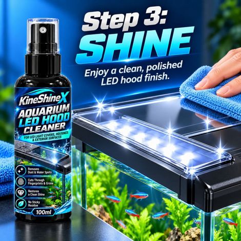 KineShineX Aquarium LED-Lichtabdeckungsreiniger - Entfernt Wasserflecken, Staub und Fingerabdrücke von Aquariendeckeln, Lichtabdeckungen und Außengehäusen. (1/4)