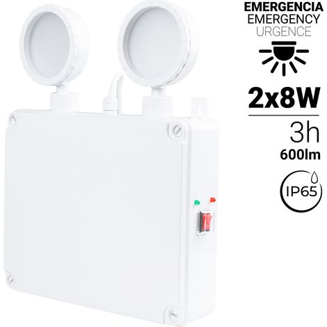 Lampe de secours industrielle à LED - 2 x 8W - IP65