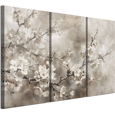 Tableau sur toile italienne 90 x 60 cm, triptyque - style moderne - fleurs. Tableau sur toile italienne 120 x 80 cm, triptyque - style moderne - fleurs. (1/5)
