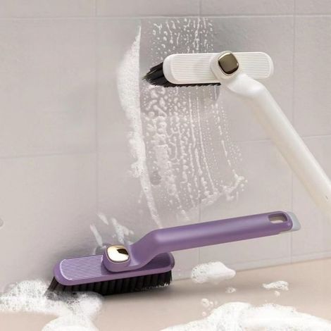 Lot de 2 brosses de nettoyage blanches à poils durs Tête rotative à 360° et prise en main confortable pour toilettes, baignoire, évier (usage domestique multi surfaces) (1/5)