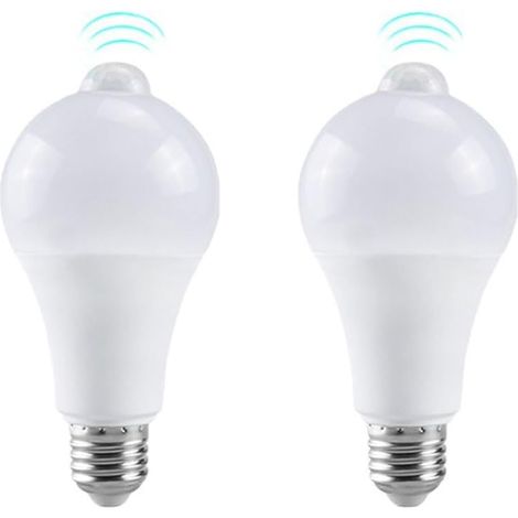 Lot de 2 Ampoules LED E27 18W avec Détecteur PIR, 1400LM Blanc Froid 5700K, Allumage Auto Idéal Garage Couloir (1/5)