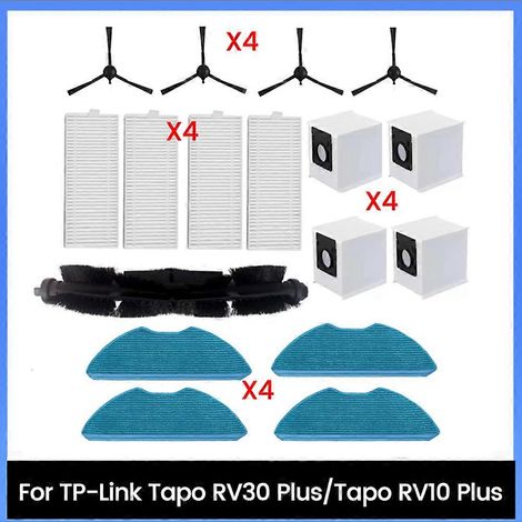Filtre pour aspirateur brosse pour aspirateur Filtre de brosse pour aspirateur filtre de 17PCS RV30 Plus / RV10 Plus Aspirateur Main Side Brosse Filtres Serpillière Cloth Dust Bags (1/5)