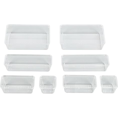 Boîte de rangement en plastique transparent PS 8 pièces empilable et stratifiée pour bijoux, artisanat, accessoires et outils. (1/5)