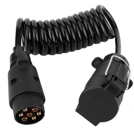 Câble ressort 2m Connecteur 7 broches Prise adaptateur Fiche pour Caravane Camping-car Remorque (1/5)