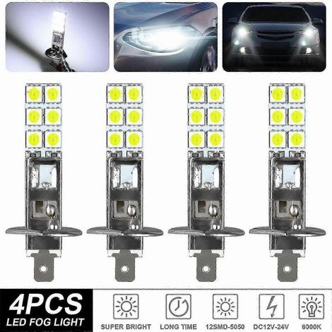 Kit de 4 phares LED H1 6000K Super White 80W pour feux antibrouillard et route (1/4)