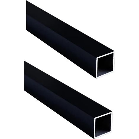 Tube carré en aluminium noir 50x50x1mm Lot de 2 pièces 600mm Finition poudrage noir, pour pergola, cloison, aménagements extérieurs, facile à couper et assembler (1/5)